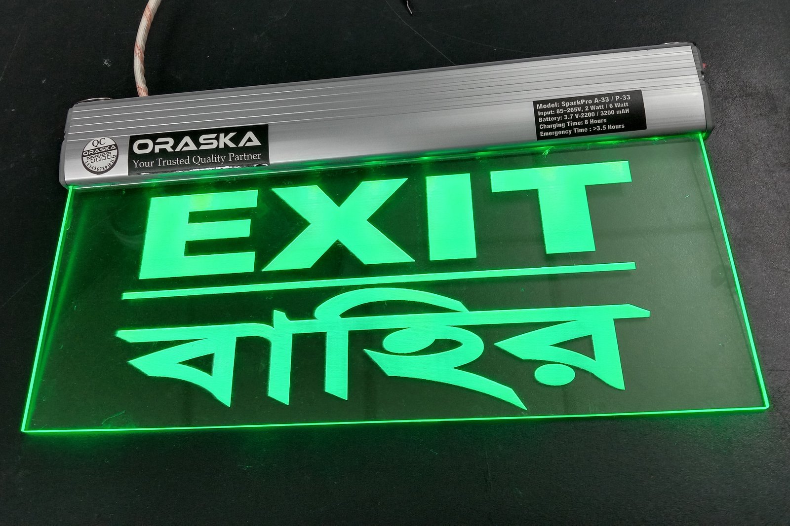 ORASKA Emergency Exit Sign Light SparkPro A-33 14 by 8 inch Clear EXIT Bahir