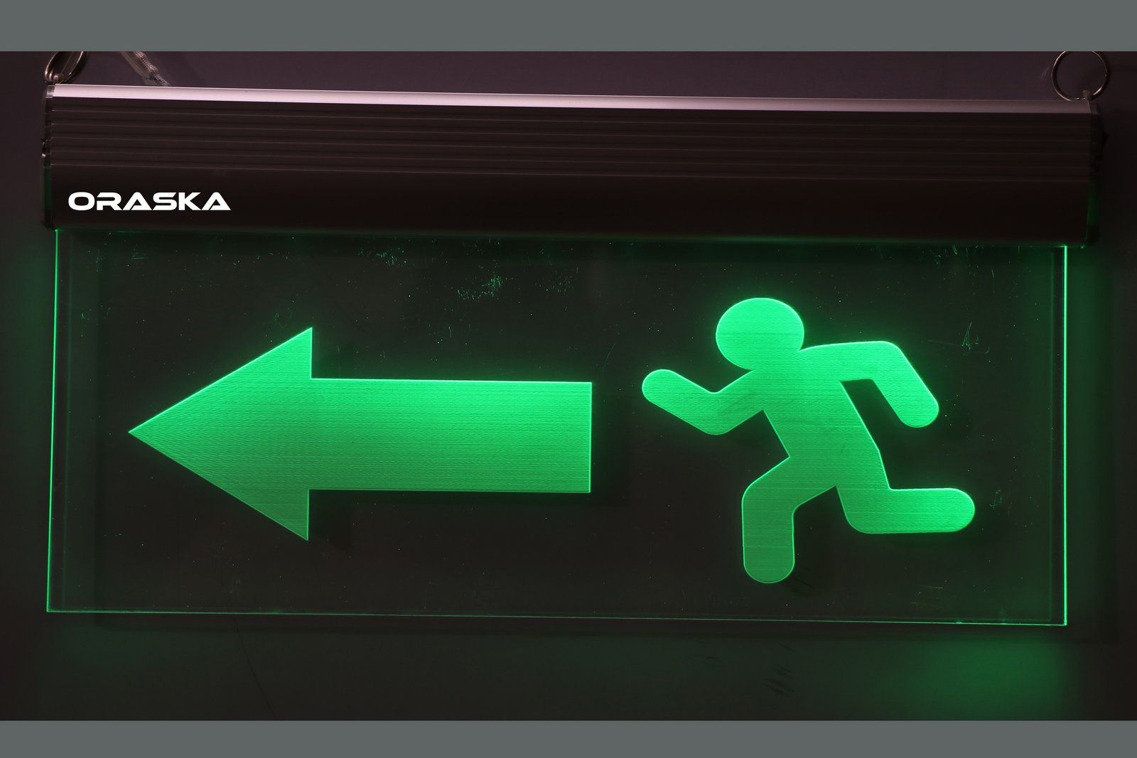 ORASKA Emergency Clear Exit Sign Light SparkPro A-33 Left Run 14 by 8 inch