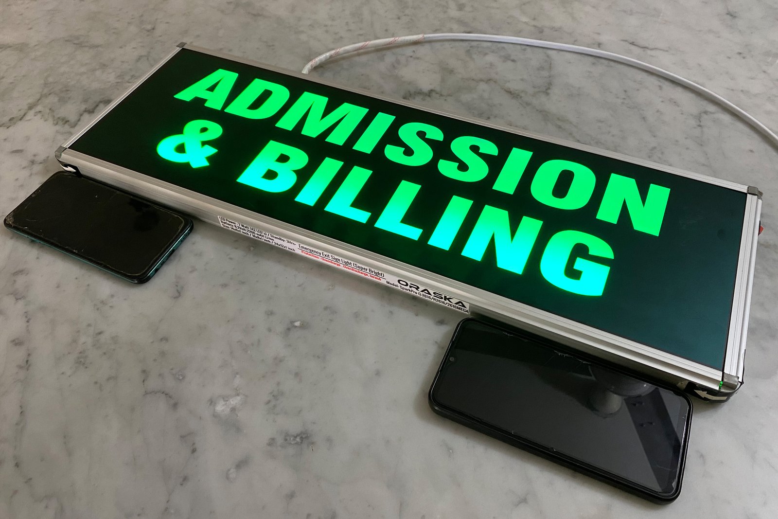 ORASKA SparkPro G-2616 TERA 24x8x1 inch 7W Emergency Hospital Admission & Billing Sign Light World's Best Quality Exit Sign in Bangladesh