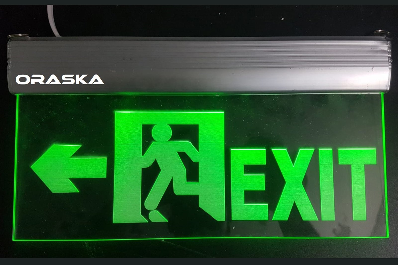 ORASKA Exit Sign Left Arrow SparkPro A-33 14 by 8 inch Clear Exit