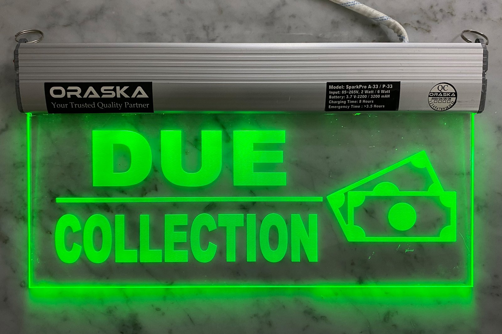 ORASKA Emergency Hospital Due Collection Sign SparkPro A33 Clear Exit Sign Light 14 by 8 inch