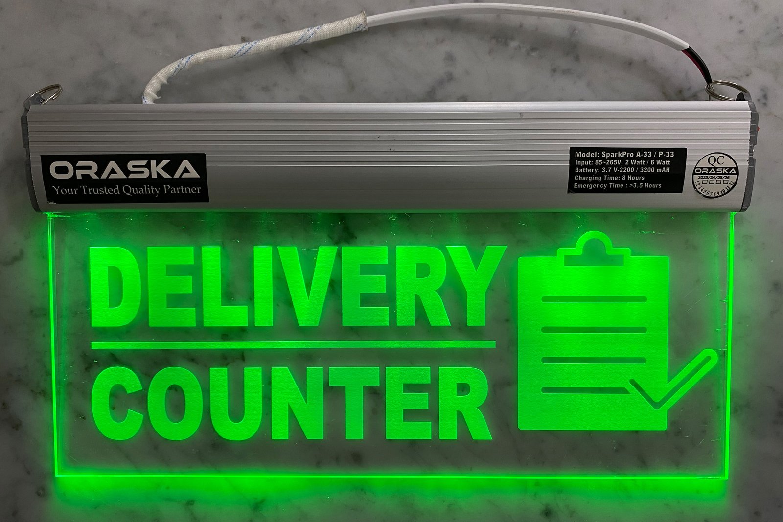 ORASKA Emergency Hospital Delivery Counter Sign SparkPro A33 Clear Exit Sign Light 14 by 8 inch