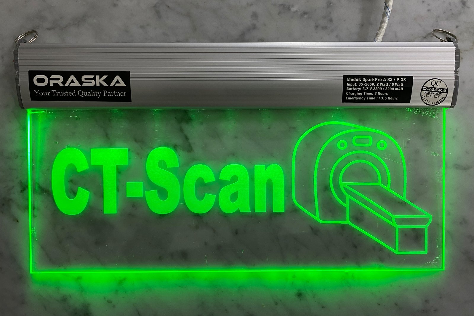 ORASKA Emergency Hospital CT Scan Sign SparkPro A33 Clear Exit Sign Light 14 by 8 inch