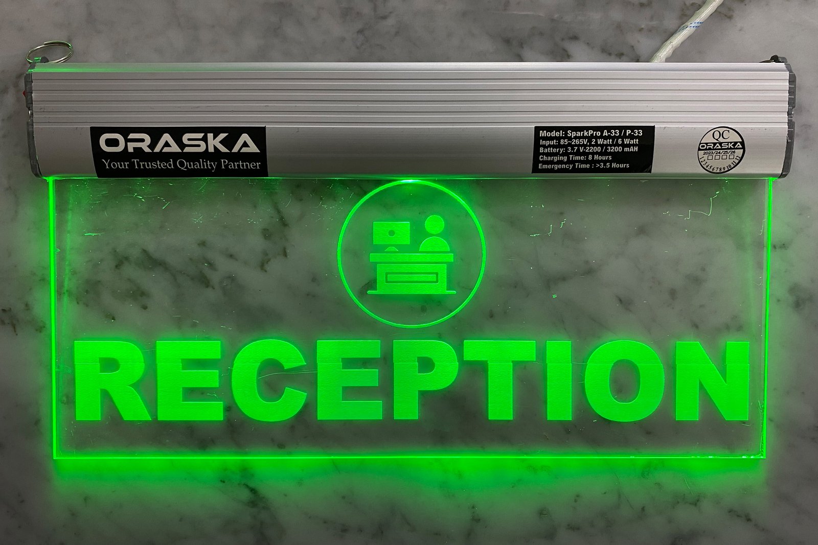 ORASKA Emergency Office Reception Sign SparkPro A33 Clear Exit Sign Light 14 by 8 inch