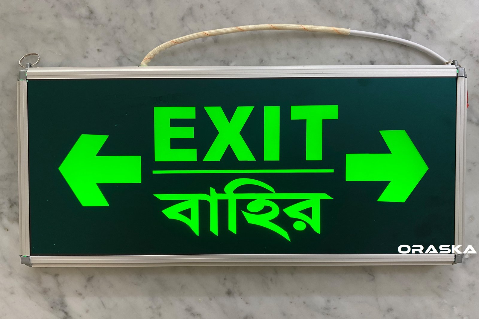 ORASKA SparkPro G-2616 MEGA–18×8 Dual-Sided Emergency Exit sign Bothway Arrow Sign, 7W LED, Li-Ion 3-4 Hrs Backup World's Best Quality Made in Bangladesh