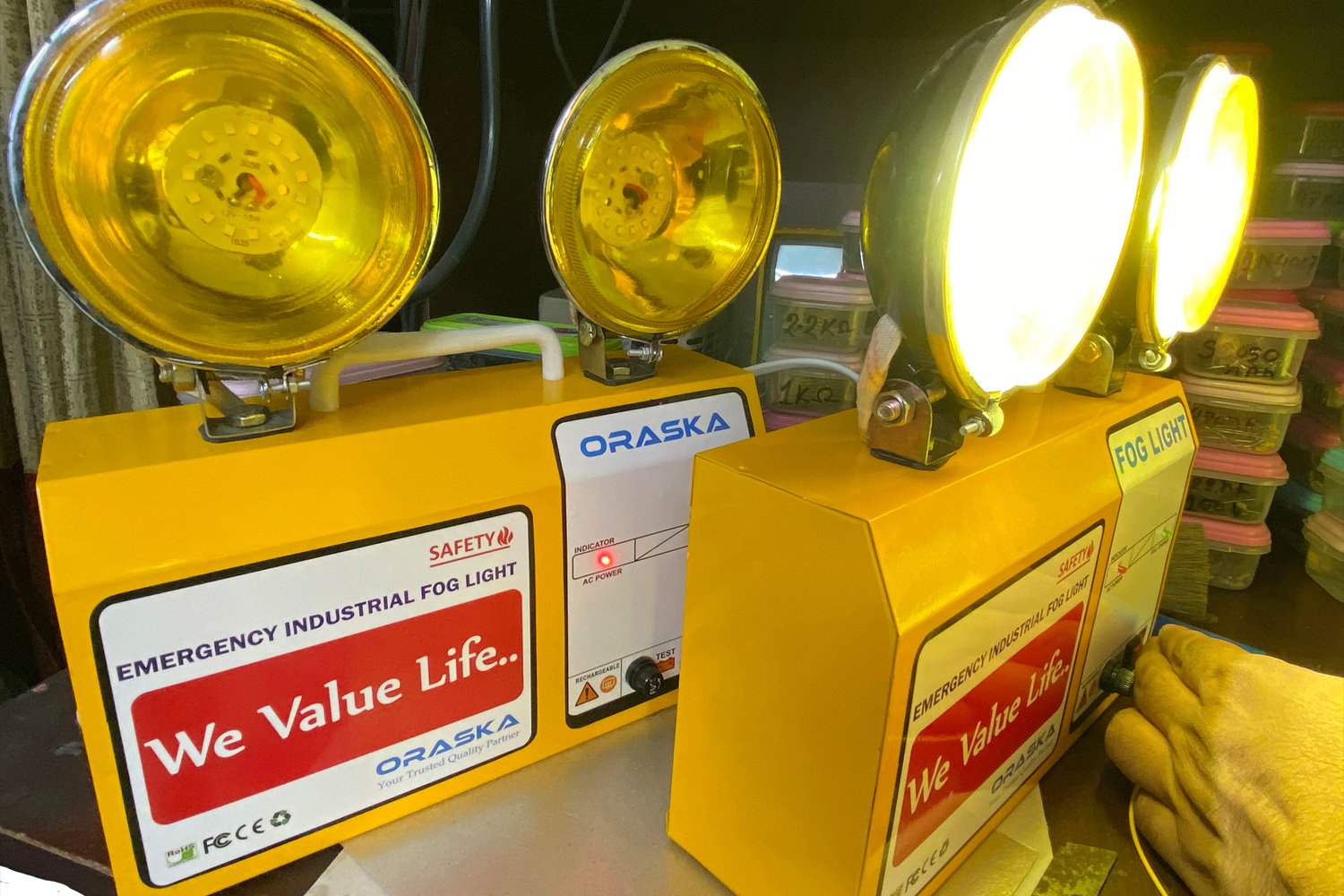 ORASKA Lycan1207 Fog Light 30W Yellow Microprocessor Emergency Fog Light 12V-9AH Battery World's Best Quality Made in Bangladesh