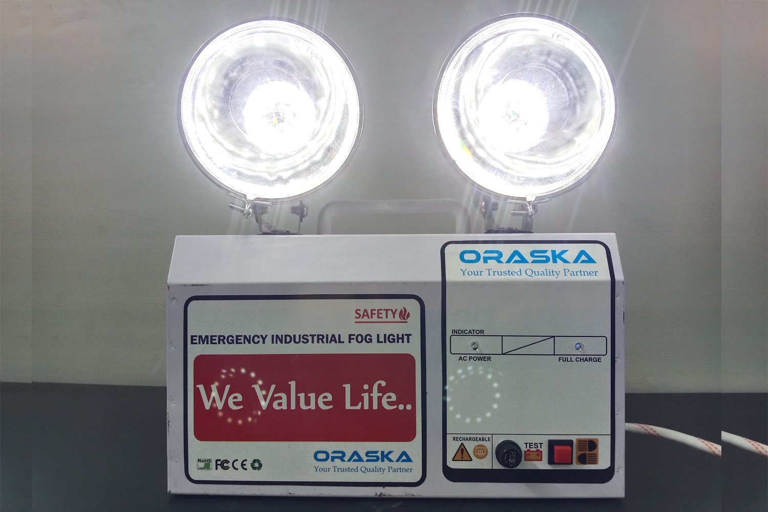 ORASKA NR12V40W Fog Light 30W High Beam Emergency Twin Head Light with 12V-9AH Battery World's Best Quality Made in Bangladesh