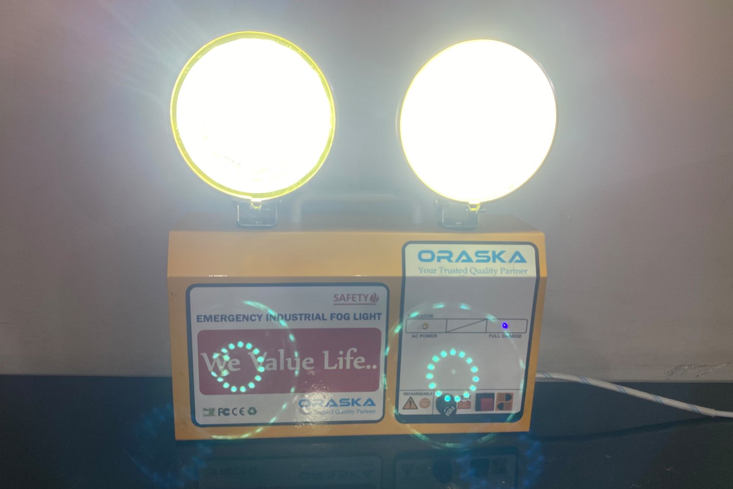 ORASKA NR12V40W Fog Light 30W Yellow High Beam Emergency Fog Light 12V-9AH Battery 6-7Hrs Bcakup World's Best Quality Made in Bangladesh