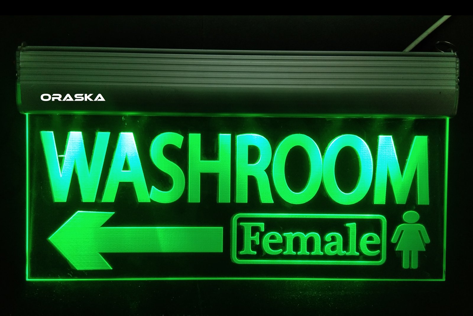 ORASKA Emergency Female Washroom Sign SparkPro A33 Clear Exit Sign Light 14 by 8 inch