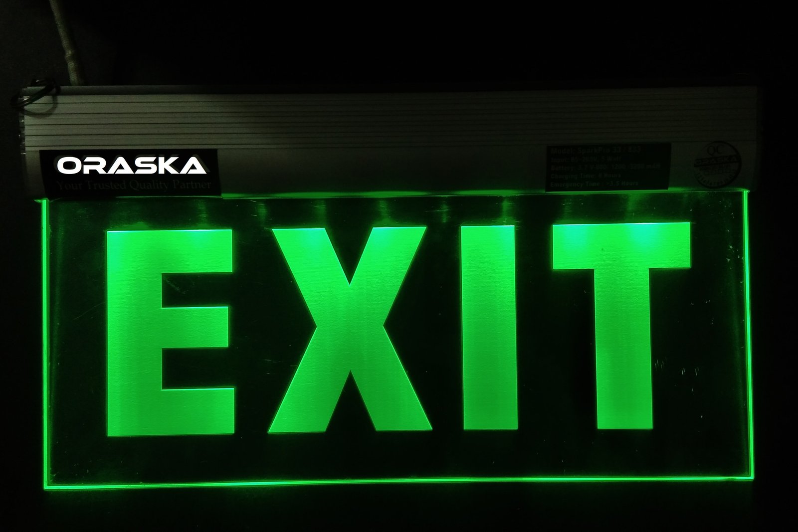 ORASKA Emergency Exit Sign Light SparkPro A-33 14 by 8 inch Clear EXIT Sign
