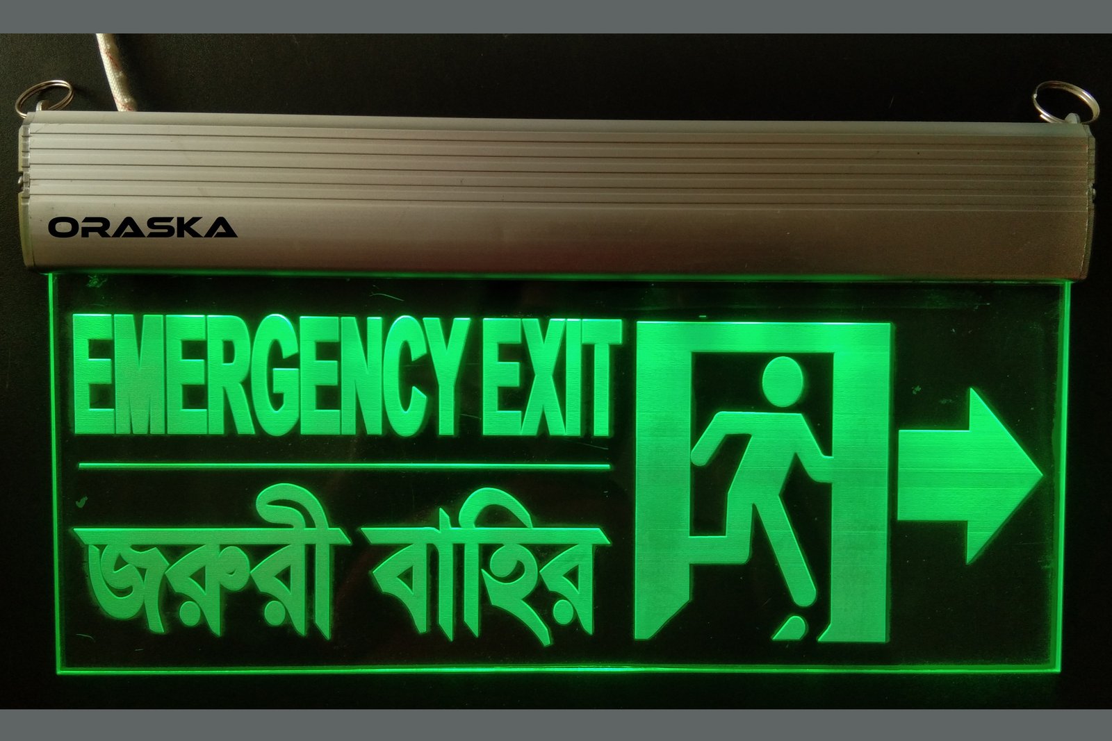 ORASKA Emergency Exit Sign Light Right Direction SparkPro A-33 14 by 8 inch Clear Exit