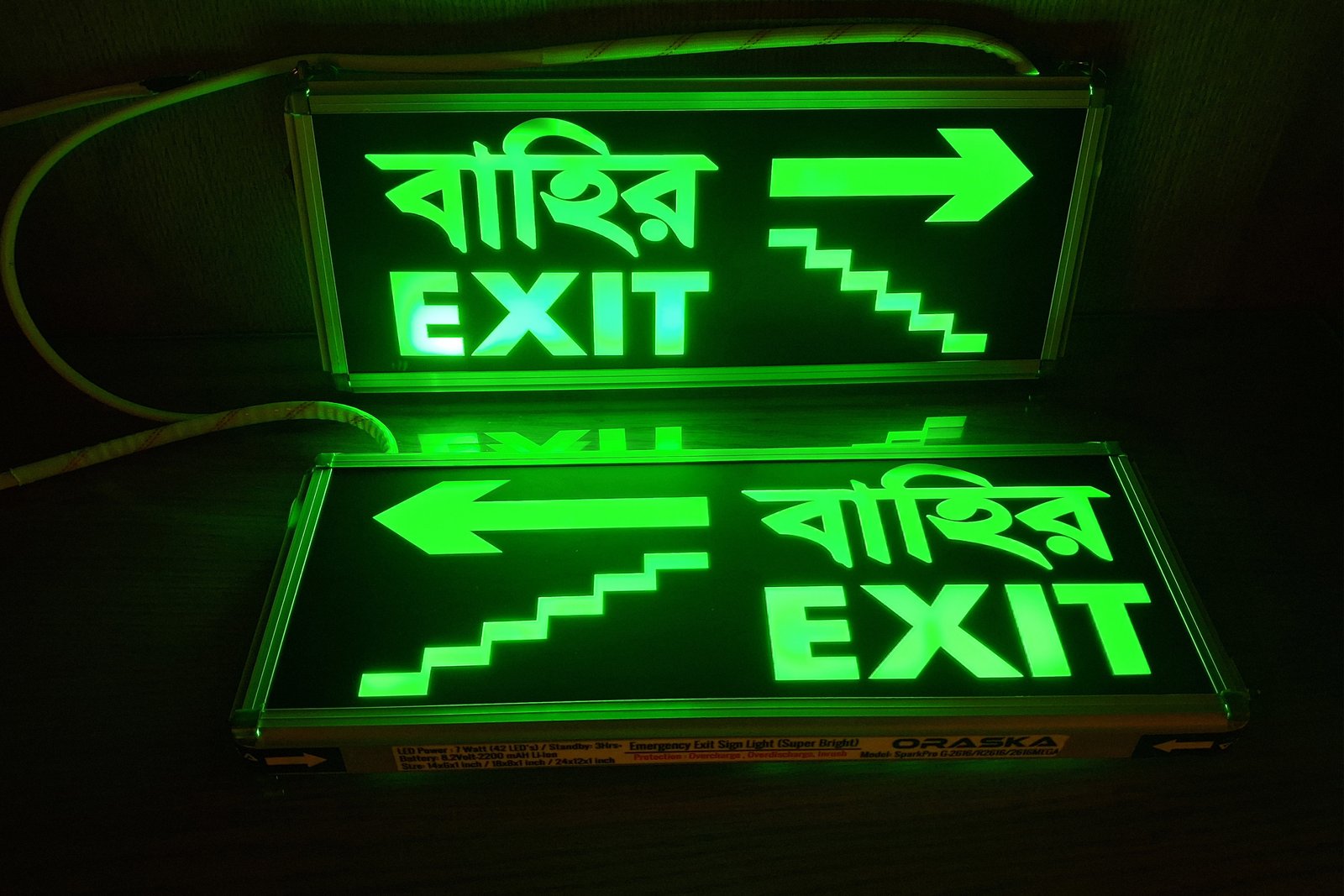Evacuation Stairs Sign Light 2 years Warranty Super Bright ORASKA