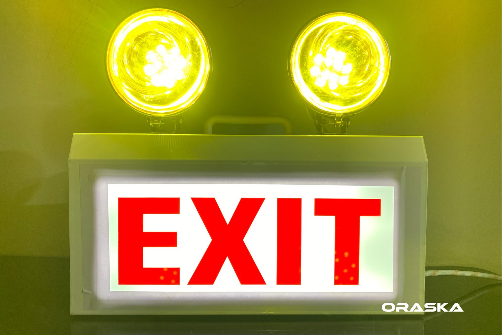 Emergency 24Watt Combo Yellow Fog Light with super bright 6Watt White Exit Sign Light-ORASKA EXF3297 with 4-5hrs Battery Backup