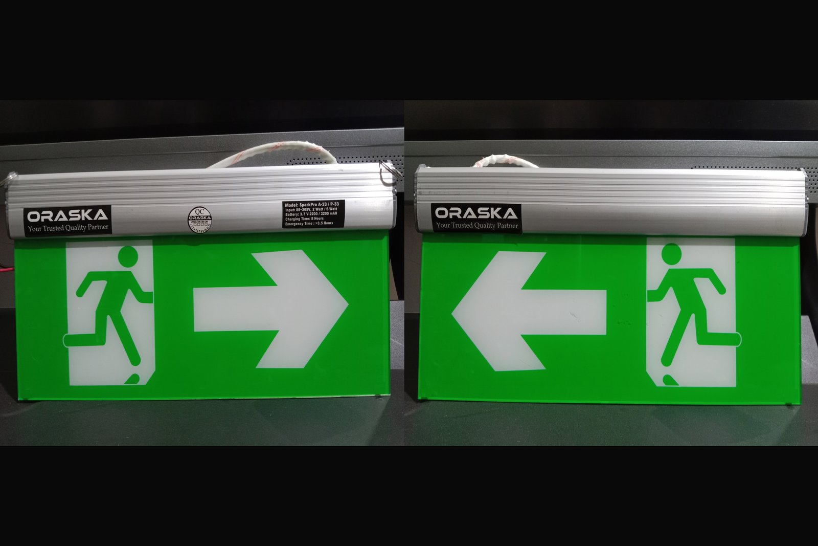 Exit Sign Light Both Side View ORASKA Bangladesh