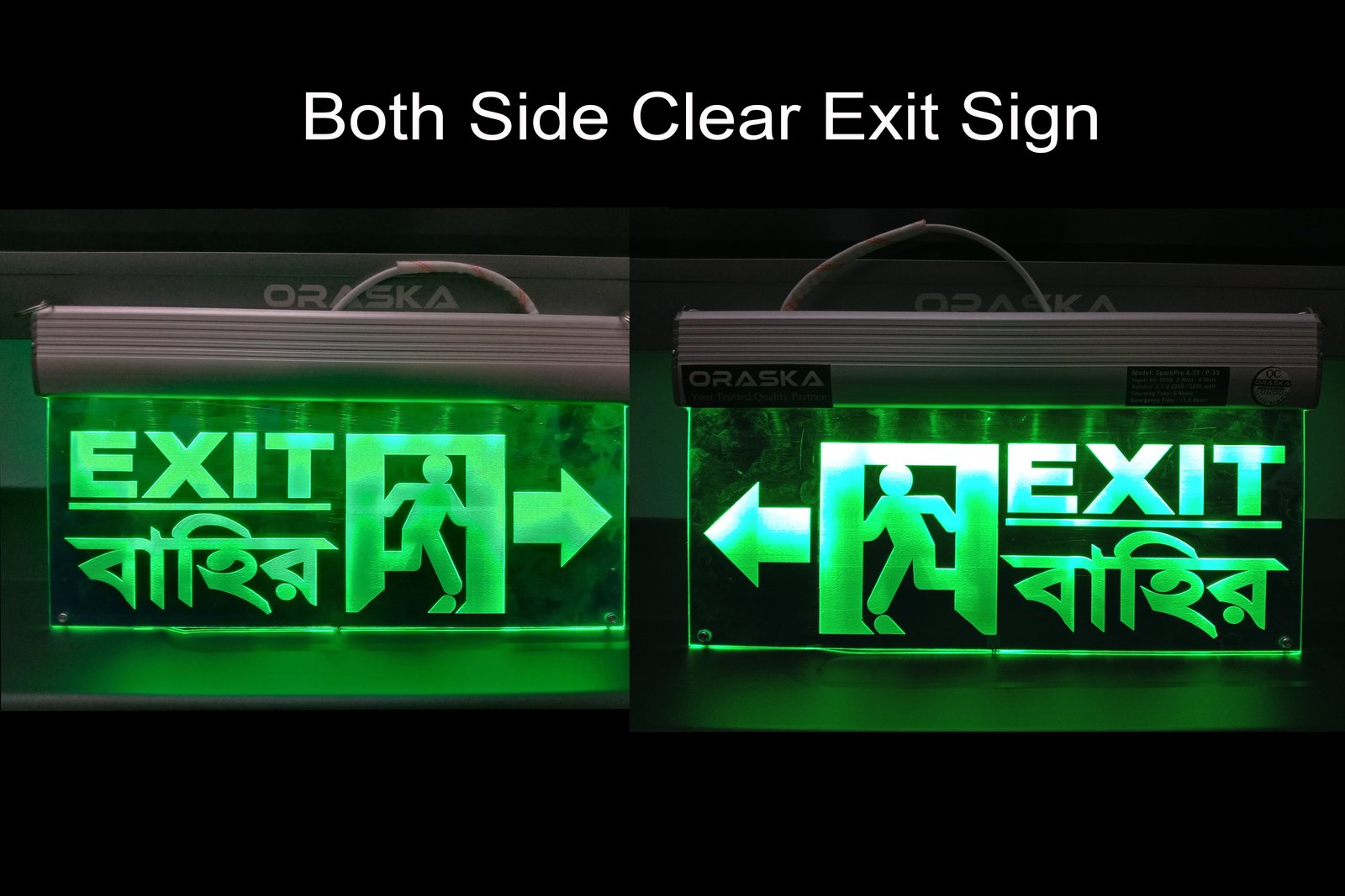 ORASKA Both Side Clear Exit Arrow Sign Light Bangladesh