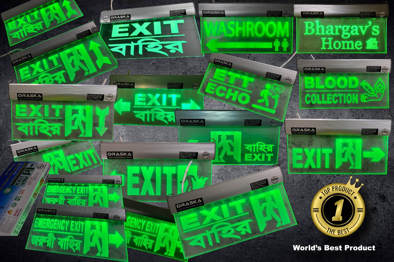 Edge Lit Clear Exit Sign Light