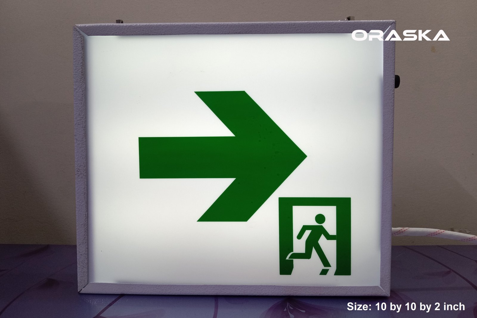Emergency 7Watt Exit Sign Light Box Bangladesh 10 by 10 inch 5hrs Backup UL Standard