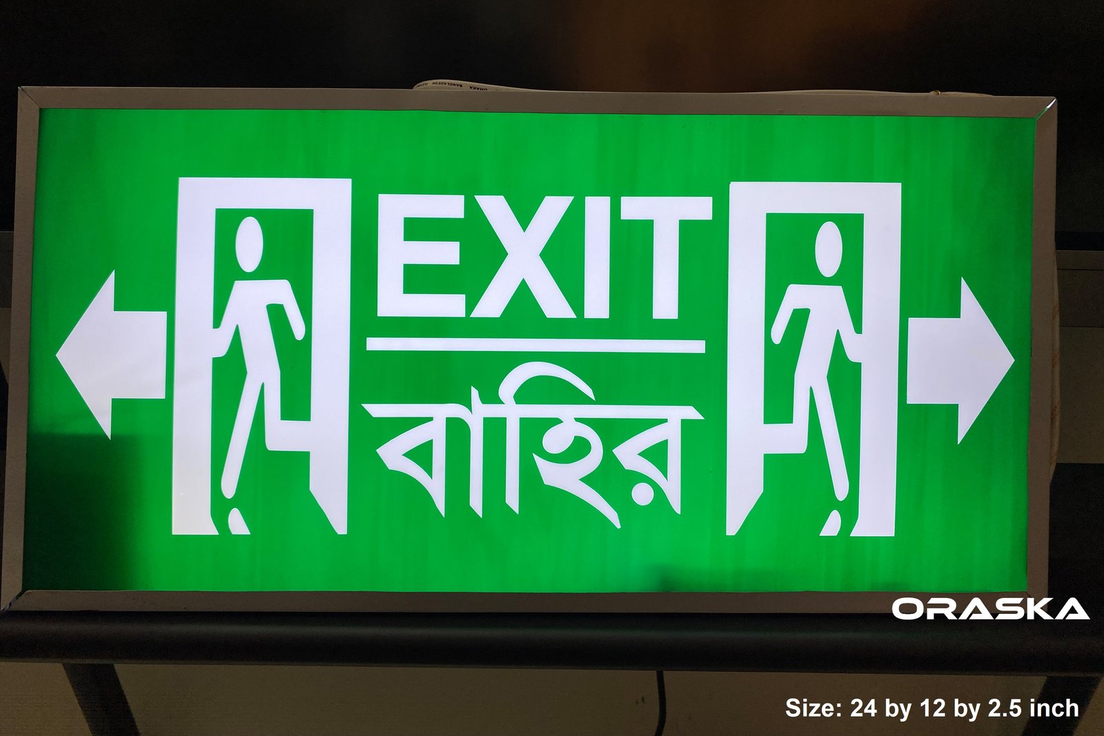 Bothway Emergency Exit Sign Light Box 24 by 12 inch 4 hrs backup 2 years warranty
