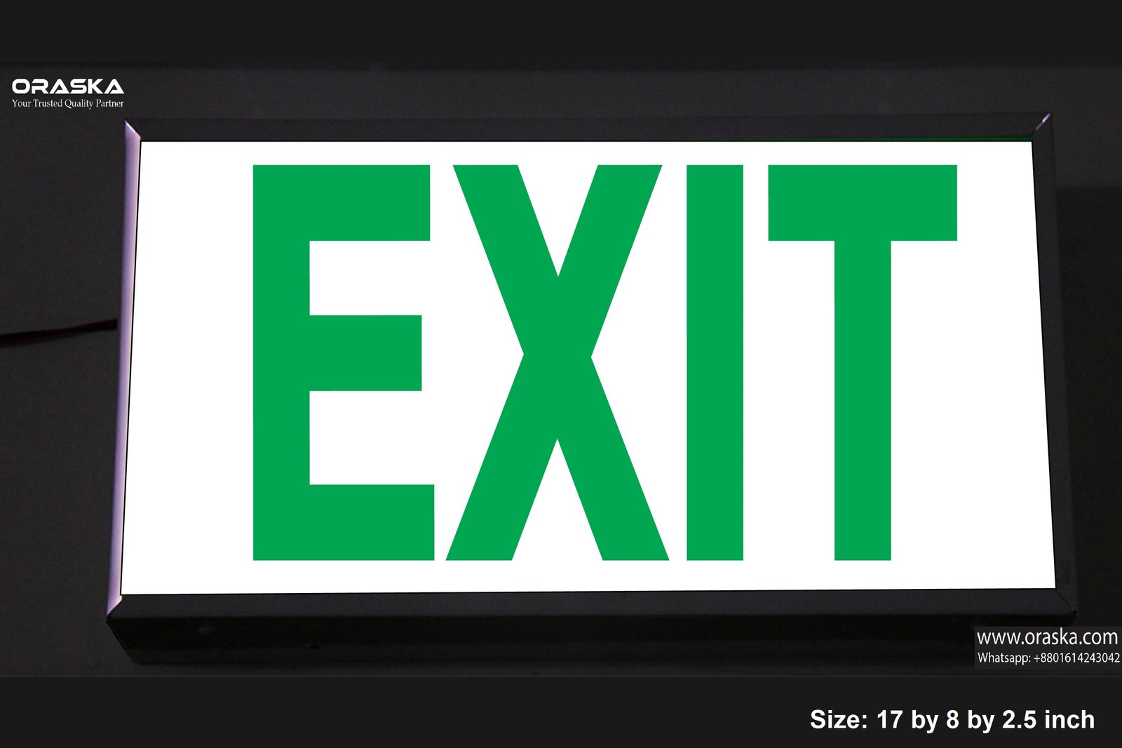 ORASKA Emergency Exit Box Light 177W series 5 hrs backup 2 years warranty