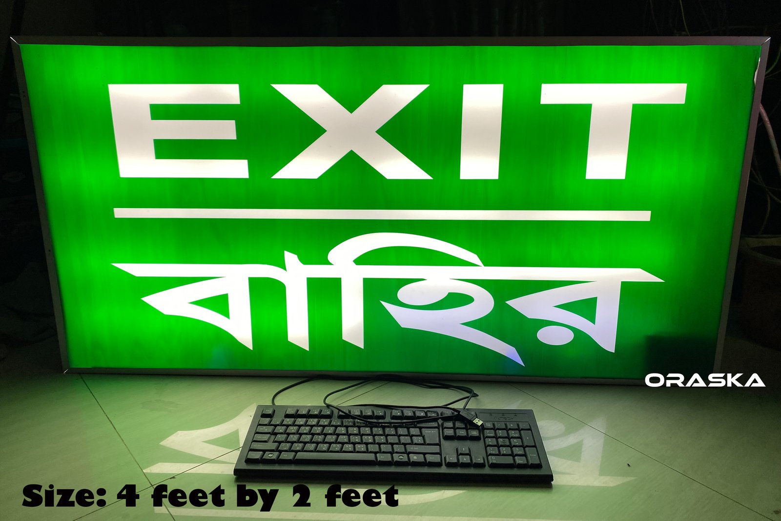 ORASKA 48 by 24 Large Exit Sign Light Box 50Watt with 4 hrs backup 2 years warranty