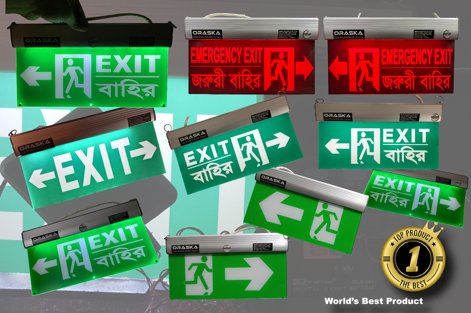 Both Side UV Print Slim Exit Light