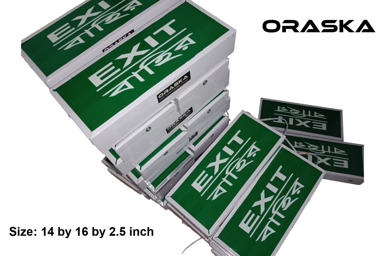 ORASKA 14 by 6 inch Box Type Exit Sign Light Bangladesh 2 Years Warranty