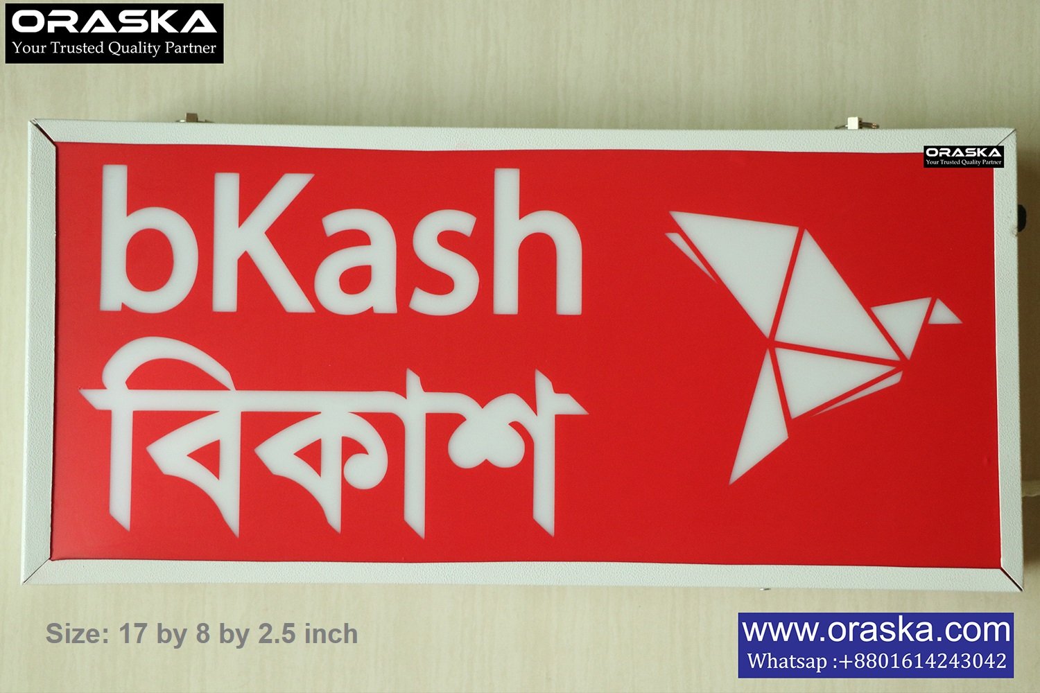 bKash Sign for Shop Bangladesh ORASKA Bright Light 5 hrs backup 2 years warranty