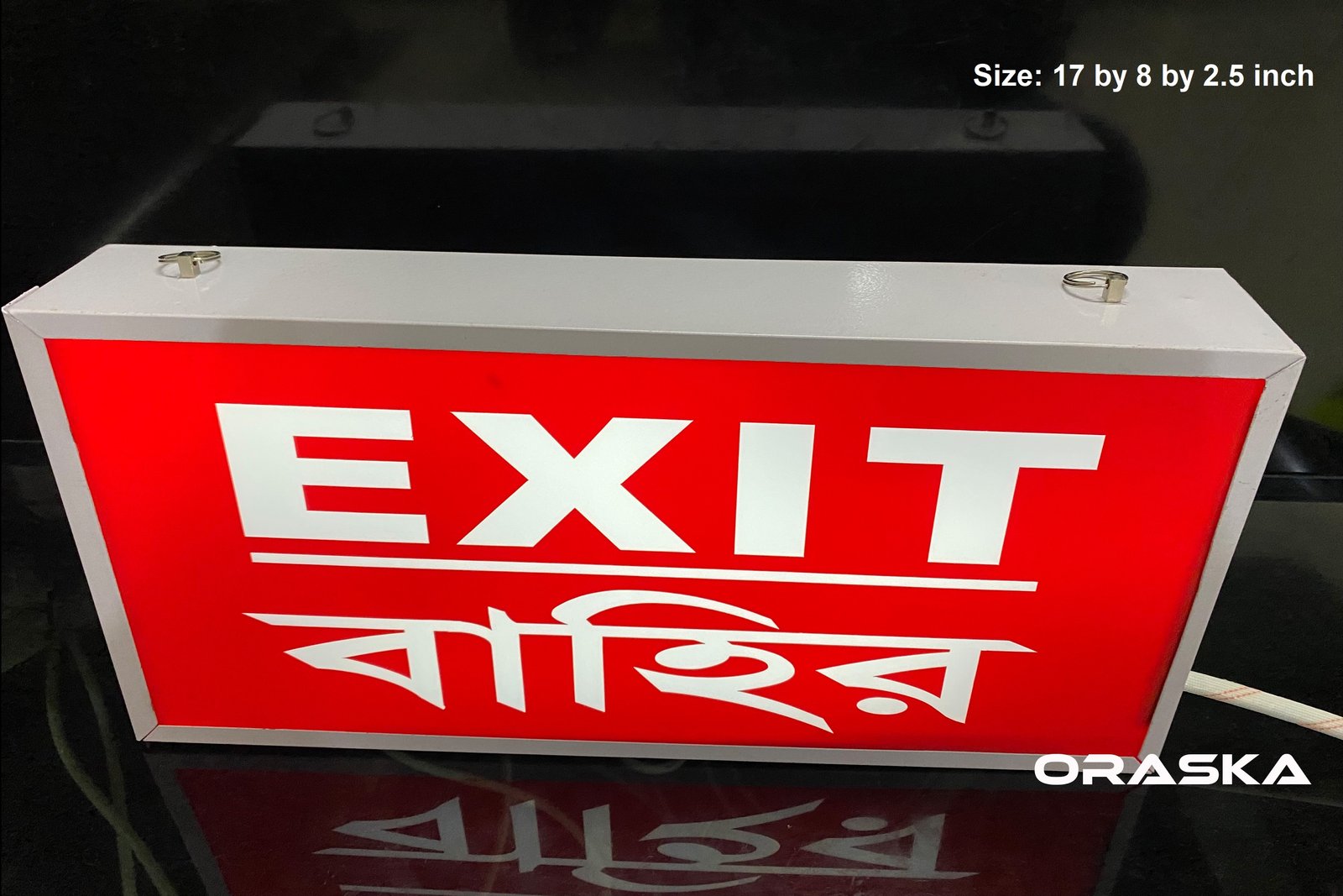 ORASKA Red Exit Sign Light 5 hrs backup 2 years warranty Box Type